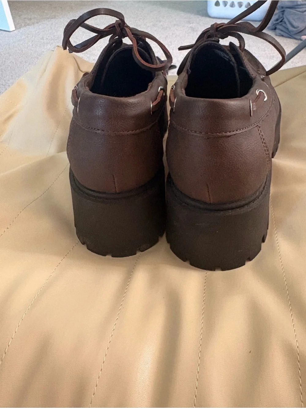 No Boundaries Brown Platform Lace-Up Shoes with Black Lug Soles
